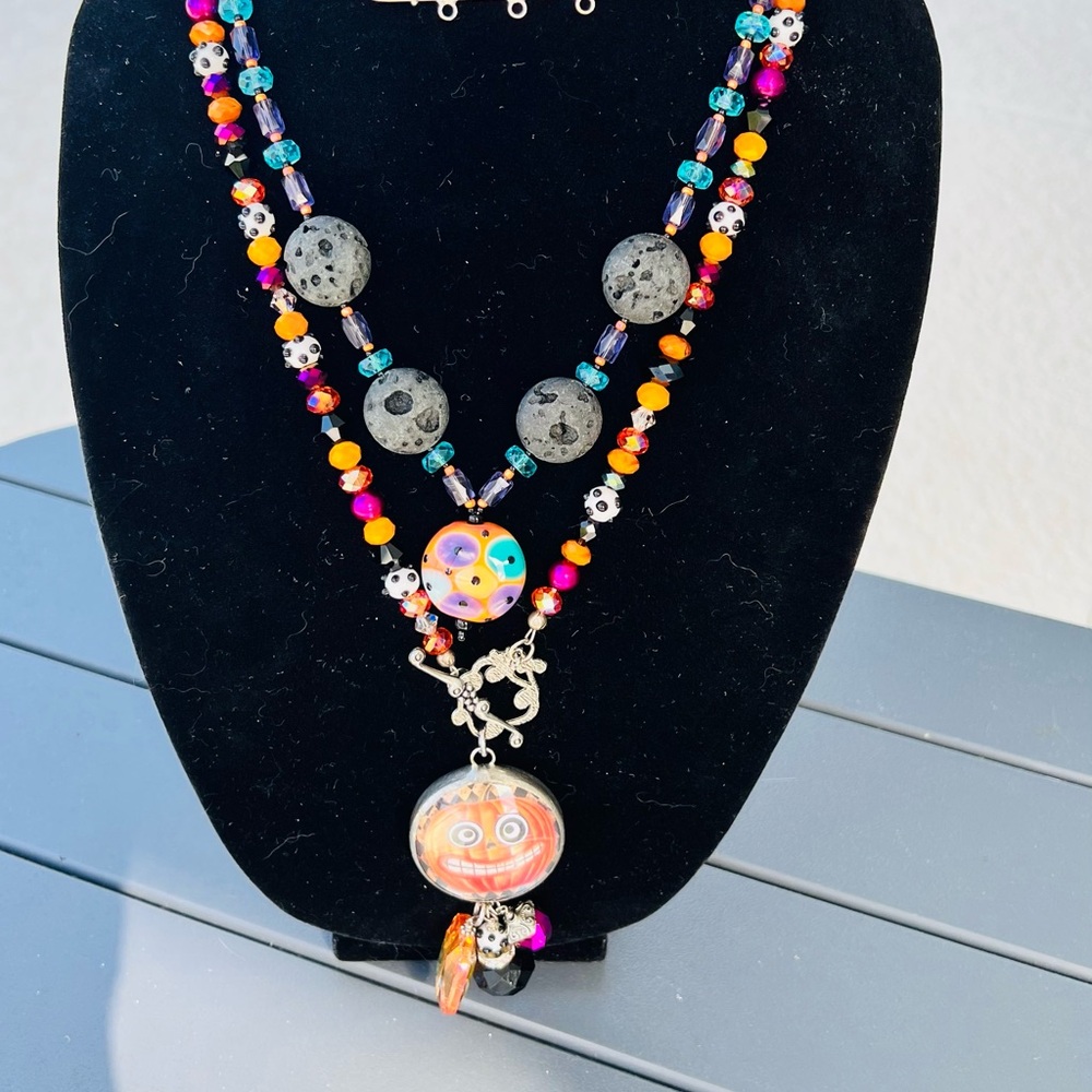 Halloween Necklaces (you get two!)with Silver Accents and quality beads ! #85